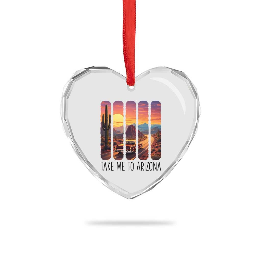 Arizona Desert Cactus Western Adventure Heart Crystal Glass Ornament Take Me To AZ TS12 Print Your Wear