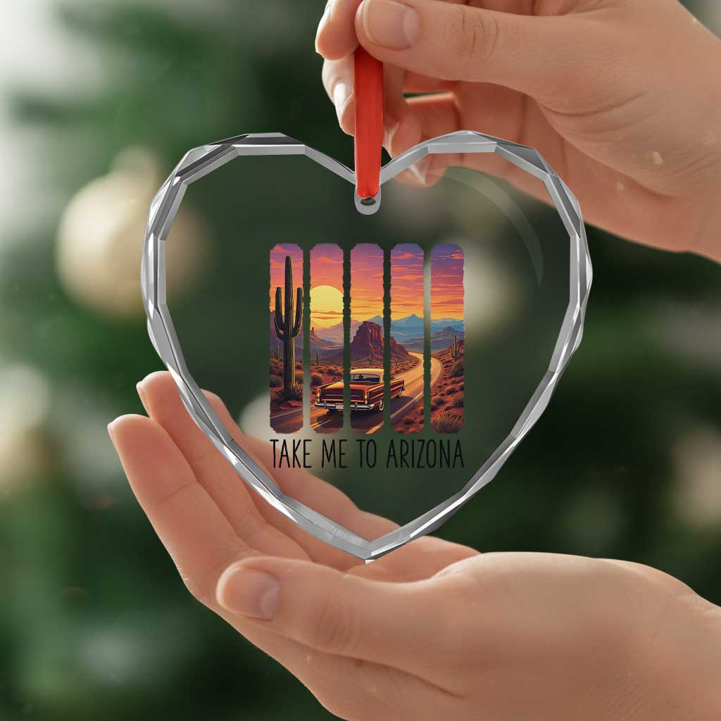 Arizona Desert Cactus Western Adventure Heart Crystal Glass Ornament Take Me To AZ TS12 Print Your Wear