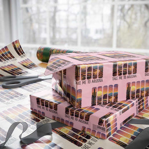 Arizona Desert Cactus Western Adventure Wrapping Paper Roll Take Me To AZ TS12 Light Pink Print Your Wear