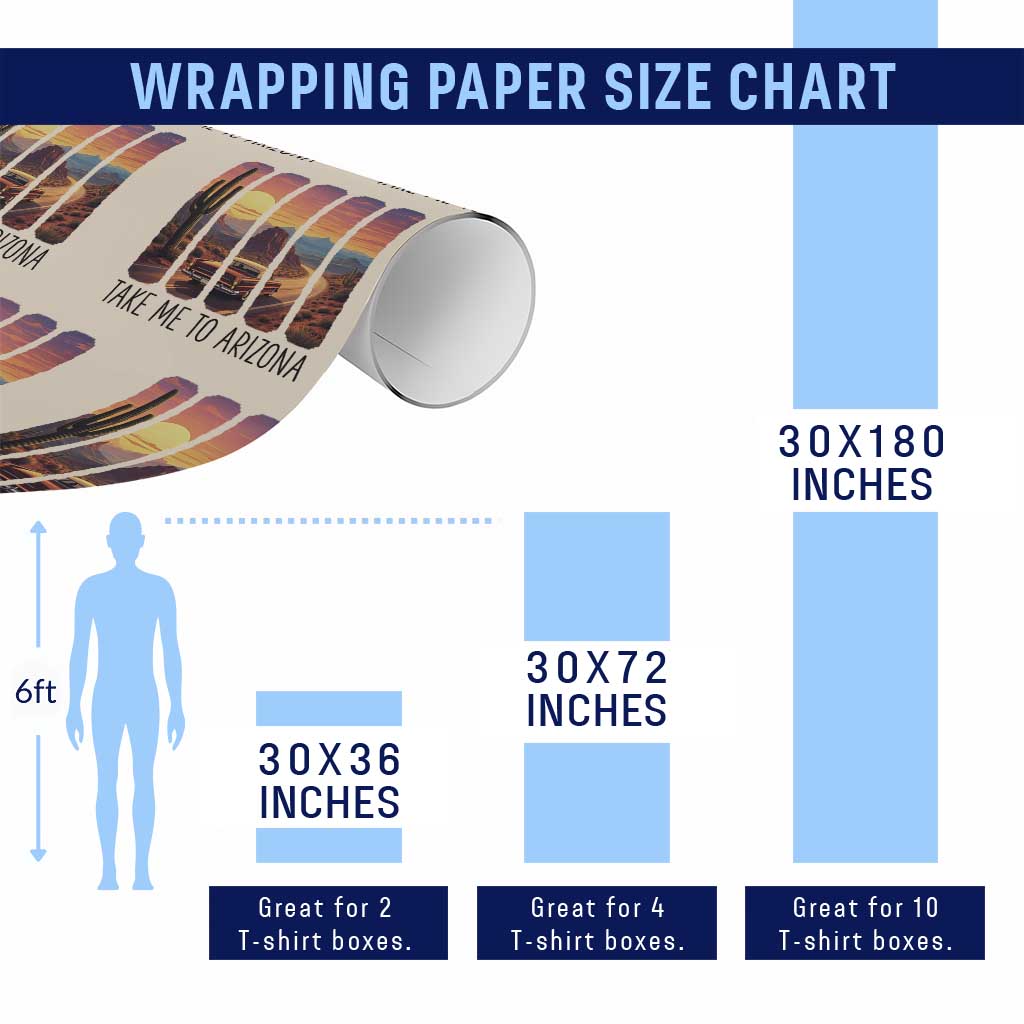 Arizona Desert Cactus Western Adventure Wrapping Paper Roll Take Me To AZ TS12 Print Your Wear