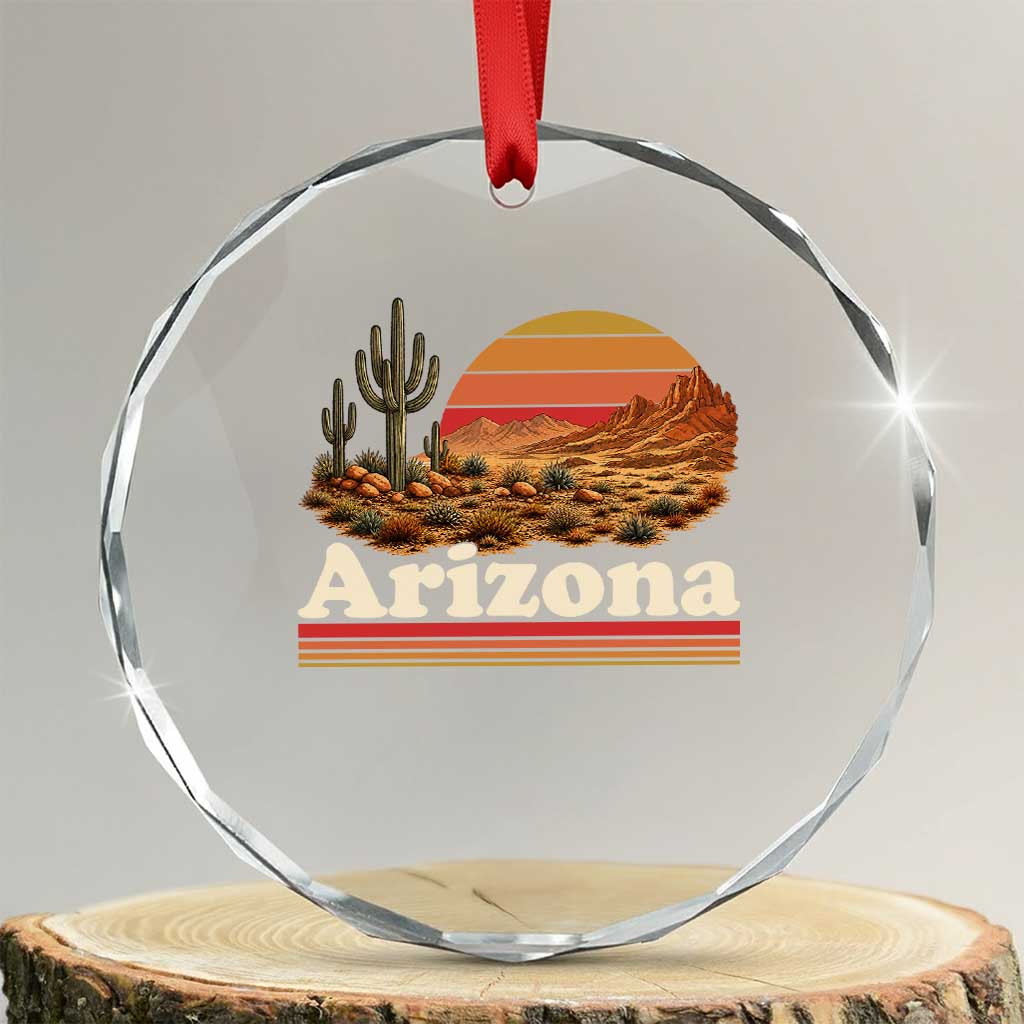 Arizona Desert Sunset Saguaro Cactus Mountains Nature Lover Crystal Glass Ornament TS14 Transparent Glass 3'' Circle Print Your Wear