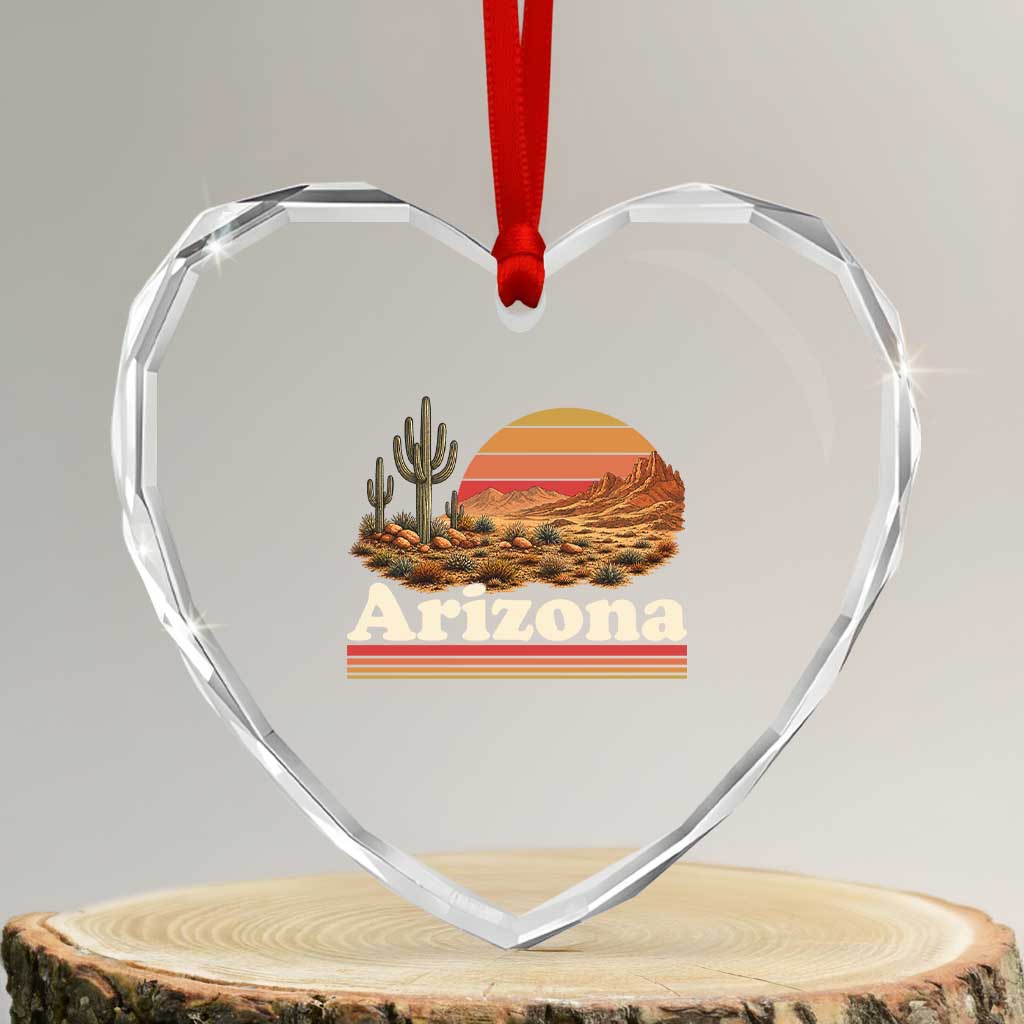 Arizona Desert Sunset Saguaro Cactus Mountains Nature Lover Heart Crystal Glass Ornament TS14 Transparent Glass 3'' Heart Print Your Wear