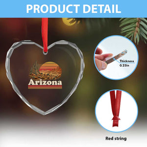 Arizona Desert Sunset Saguaro Cactus Mountains Nature Lover Heart Crystal Glass Ornament