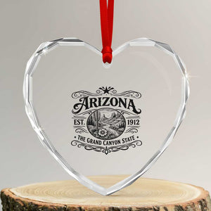 Arizona Desert Wanderlust Heart Crystal Glass Ornament Vintage Grand Canyon State Est 1912 TS12 Transparent Glass 3'' Heart Print Your Wear