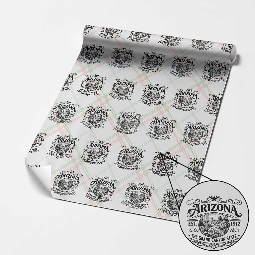 Arizona Desert Wanderlust Wrapping Paper Roll Vintage Grand Canyon State Est 1912 TS12 Christmas Plaid Print Your Wear