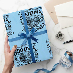 Arizona Desert Wanderlust Wrapping Paper Roll Vintage Grand Canyon State Est 1912 TS12 Light Blue Print Your Wear