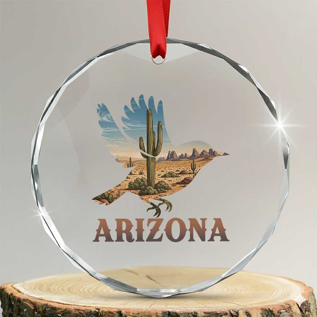Arizona Desert Wren Bird Crystal Glass Ornament Cactus Landscape Rustic Western TS12 Transparent Glass 3'' Circle Print Your Wear