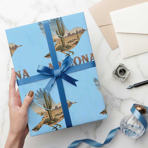 Arizona Desert Wren Bird Wrapping Paper Roll Cactus Landscape Rustic Western TS12 Light Blue Print Your Wear