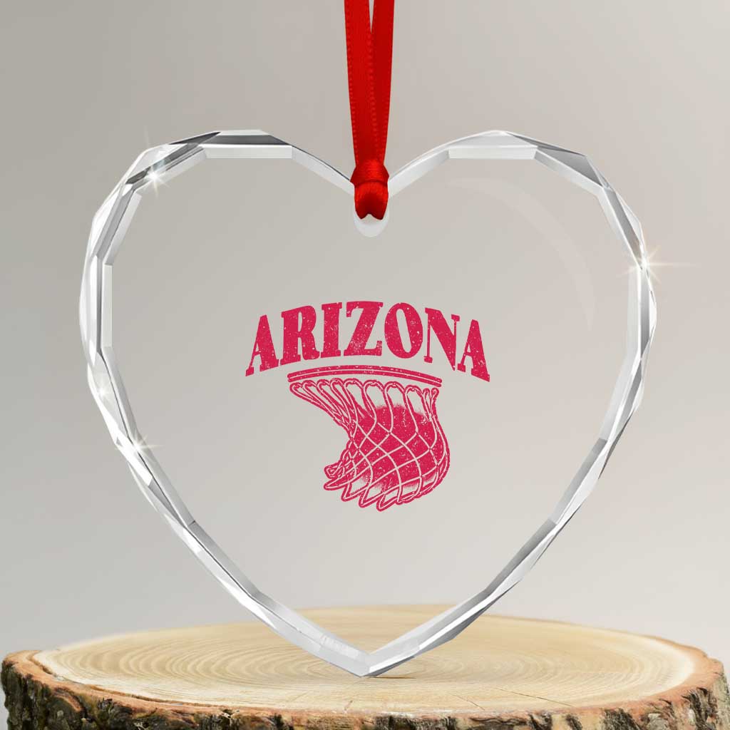 Arizona Fan Heart Crystal Glass Ornament Southwest Basketball Sports Lover TS12 Transparent Glass 3'' Heart Print Your Wear