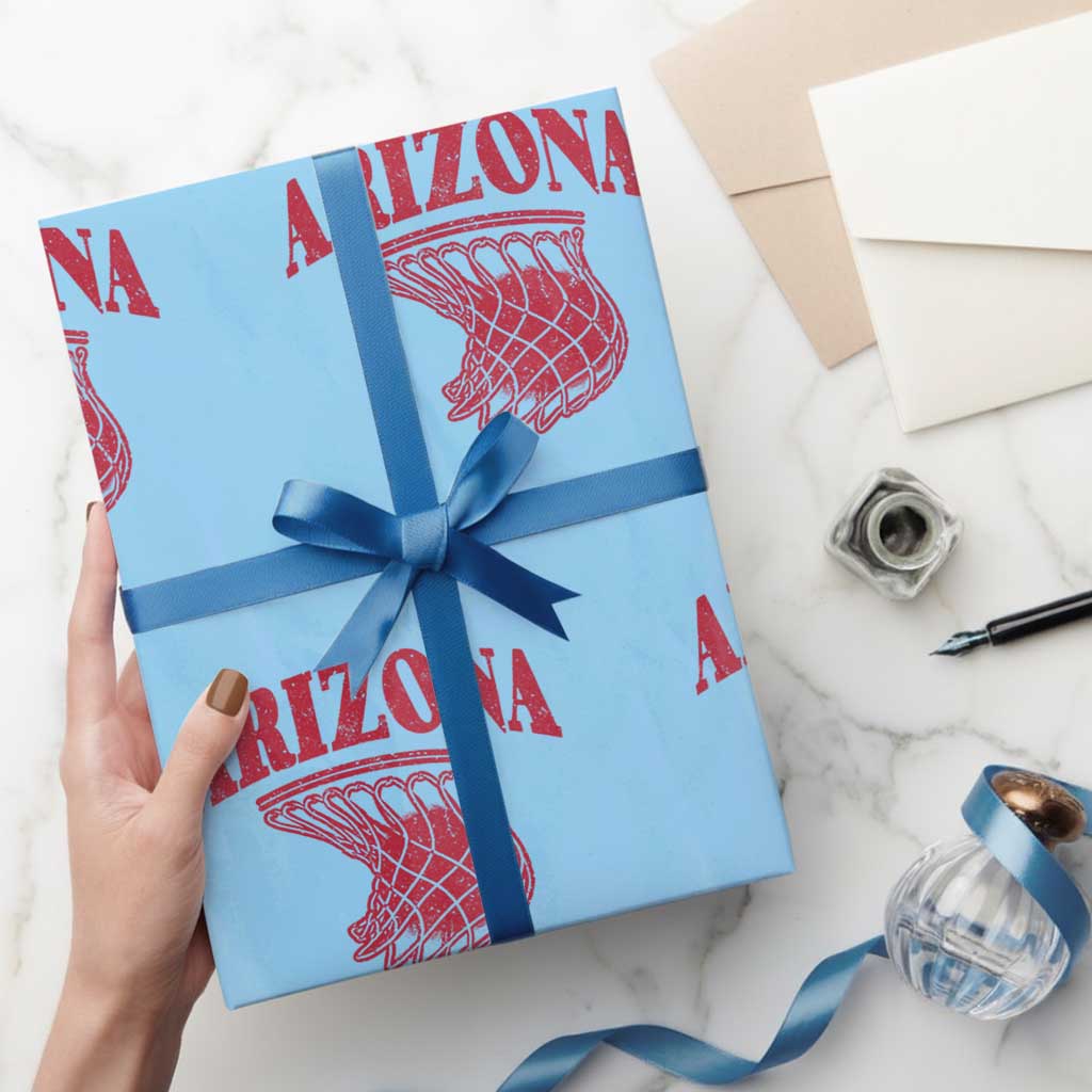 Arizona Fan Wrapping Paper Roll Southwest Basketball Sports Lover TS12 Light Blue Print Your Wear