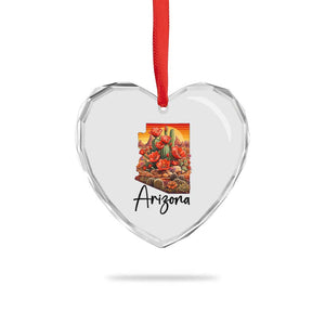 Arizona Map Blooming Cactus Flowers Gift Heart Crystal Glass Ornament TS12 Print Your Wear
