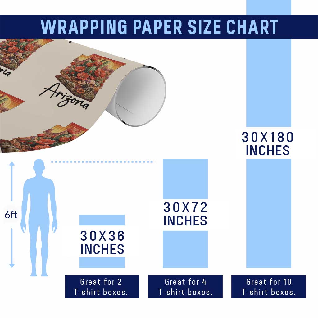 Arizona Map Blooming Cactus Flowers Gift Wrapping Paper Roll TS12 Print Your Wear
