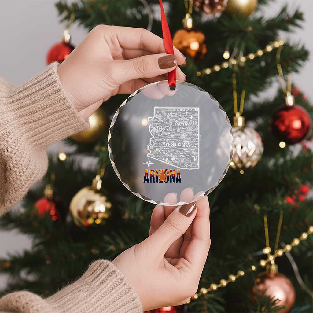 Arizona Map Phoenix Sedona Tucson Southwest Travel Crystal Glass Ornament