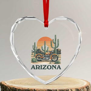Arizona Motorcycle Heart Crystal Glass Ornament Vintage Desert Highway Rider Gift TS12 Transparent Glass 3'' Heart Print Your Wear