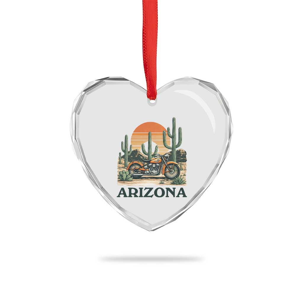 Arizona Motorcycle Heart Crystal Glass Ornament Vintage Desert Highway Rider Gift TS12 Print Your Wear