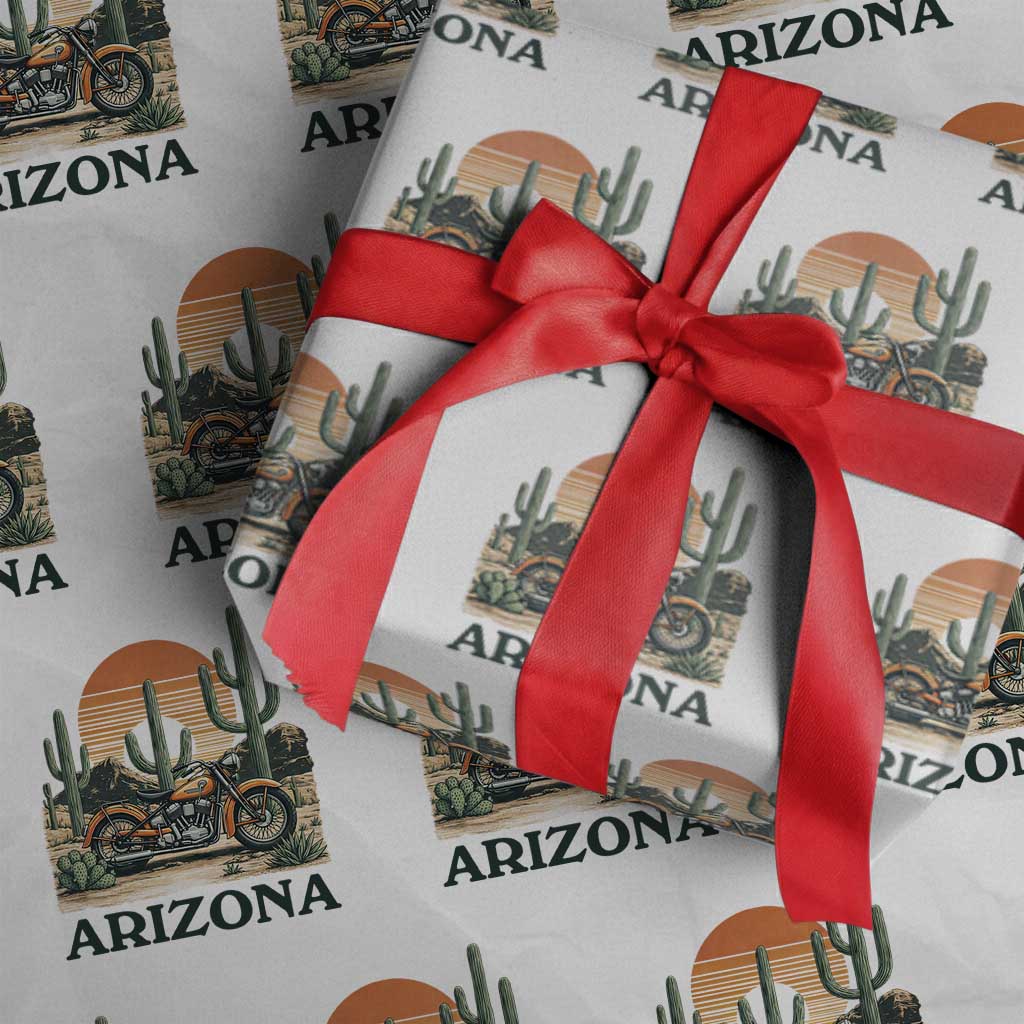 Arizona Motorcycle Wrapping Paper Roll Vintage Desert Highway Rider Gift TS12 White Print Your Wear
