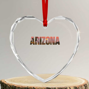Arizona Photo Landscape Cactus Dessert Mountains Nature Heart Crystal Glass Ornament