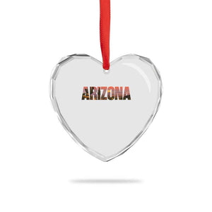 Arizona Photo Landscape Cactus Dessert Mountains Nature Heart Crystal Glass Ornament