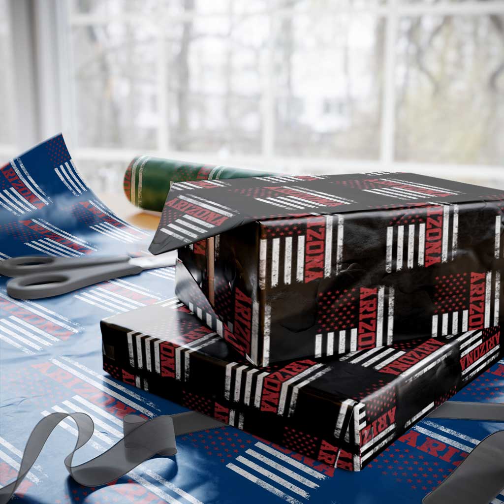Arizona Pride Wrapping Paper Roll Vintage American Flag Distressed Varsity Aesthetic Letters AZ State TS11 Black Print Your Wear