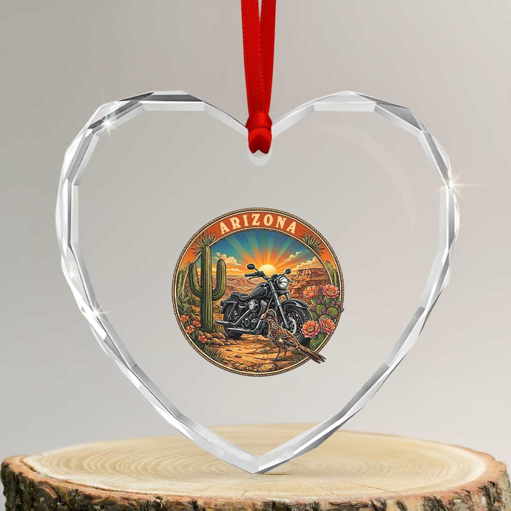 Arizona Pride Heart Crystal Glass Ornament Adventure Scenic Journey Southwest USA TS12 Transparent Glass 3'' Heart Print Your Wear