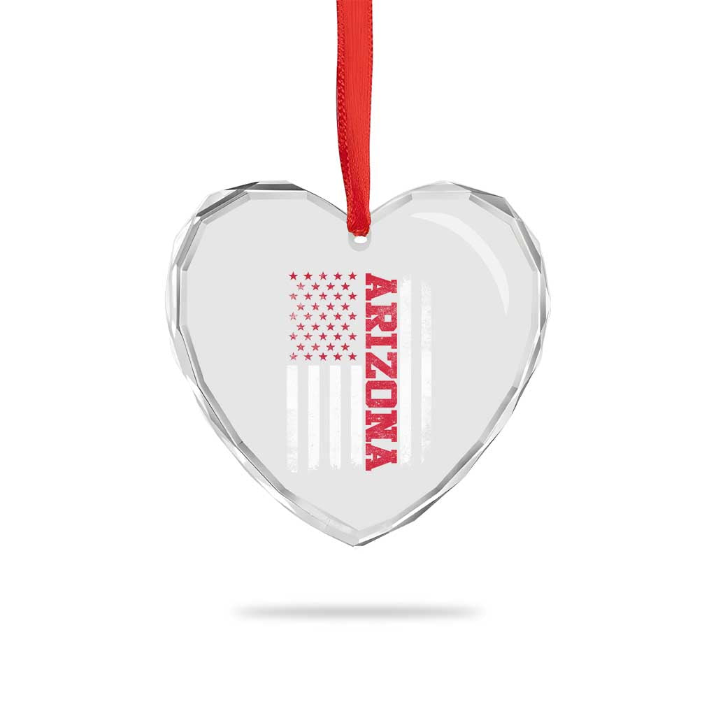Arizona Pride Heart Crystal Glass Ornament Vintage American Flag Distressed Varsity Aesthetic Letters AZ State TS11 Print Your Wear