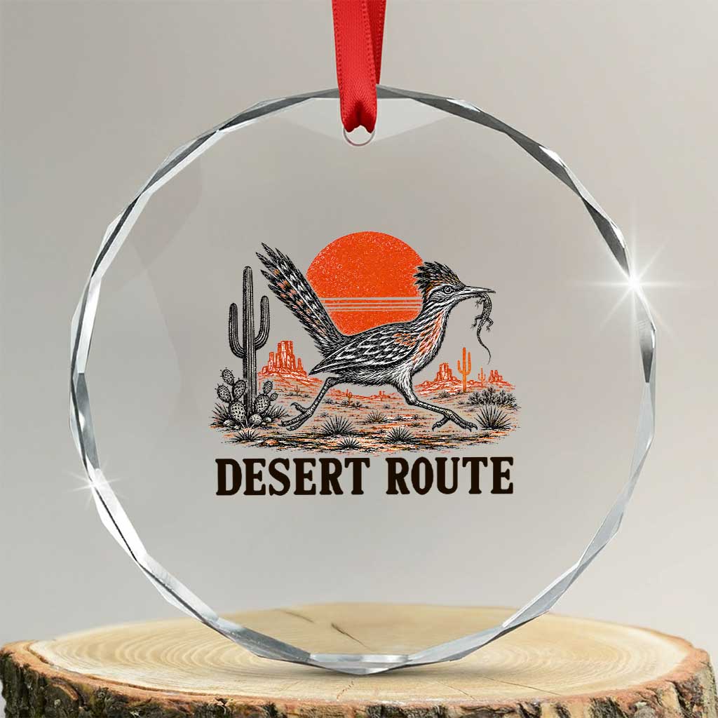 Arizona Roadrunner Bird Desert Landscape Cactus Crystal Glass Ornament TS14 Transparent Glass 3'' Circle Print Your Wear