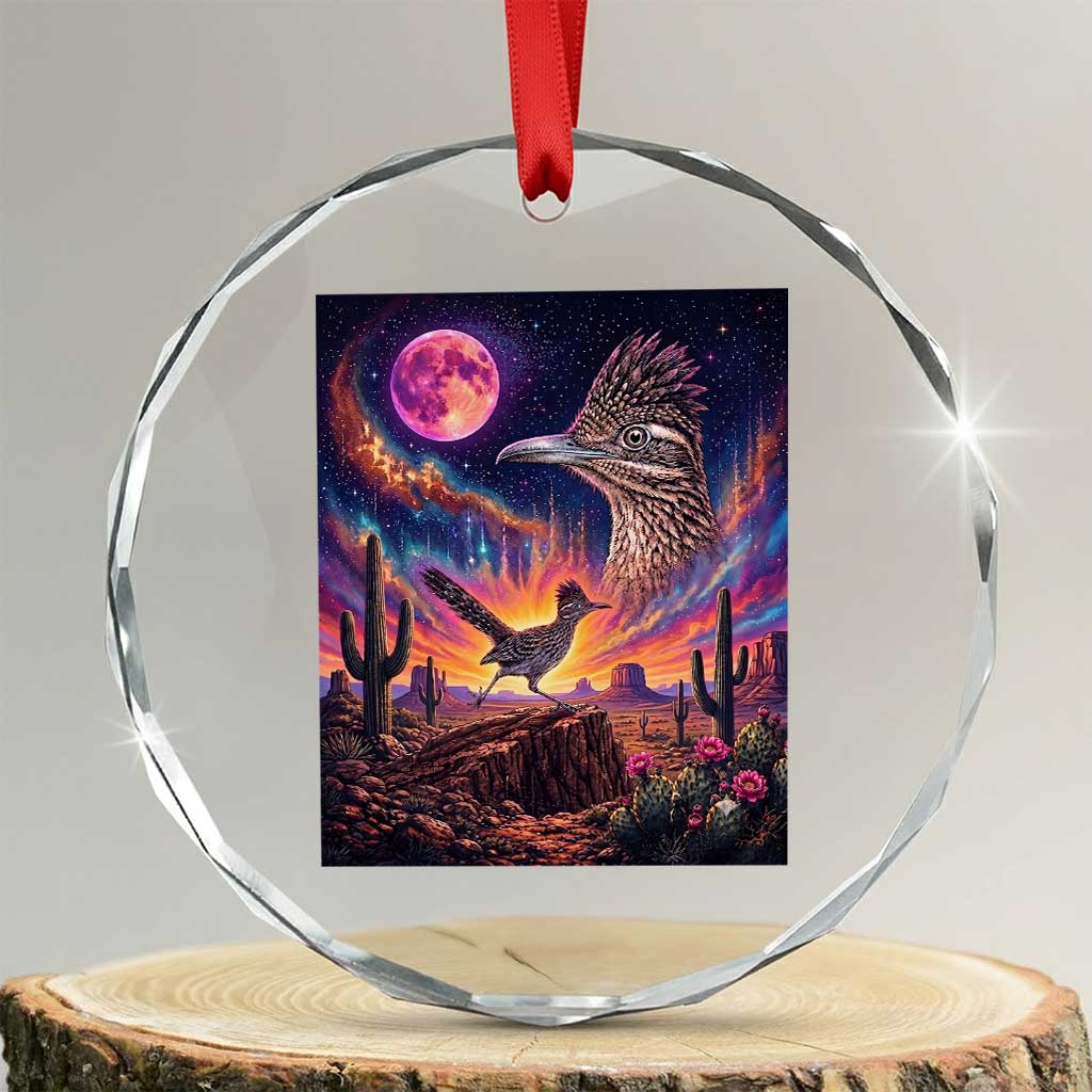 Arizona Roadrunner Vintage Desert Moon Retro Cactus Crystal Glass Ornament 90s Southwest Wildlife Bird Animal Lover TS14 Transparent Glass 3'' Circle Print Your Wear