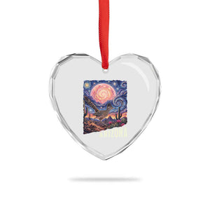 Arizona Roadrunner Vintage Desert Moon Retro Cactus Heart Crystal Glass Ornament Southwest Wildlife Bird Starry Night Style