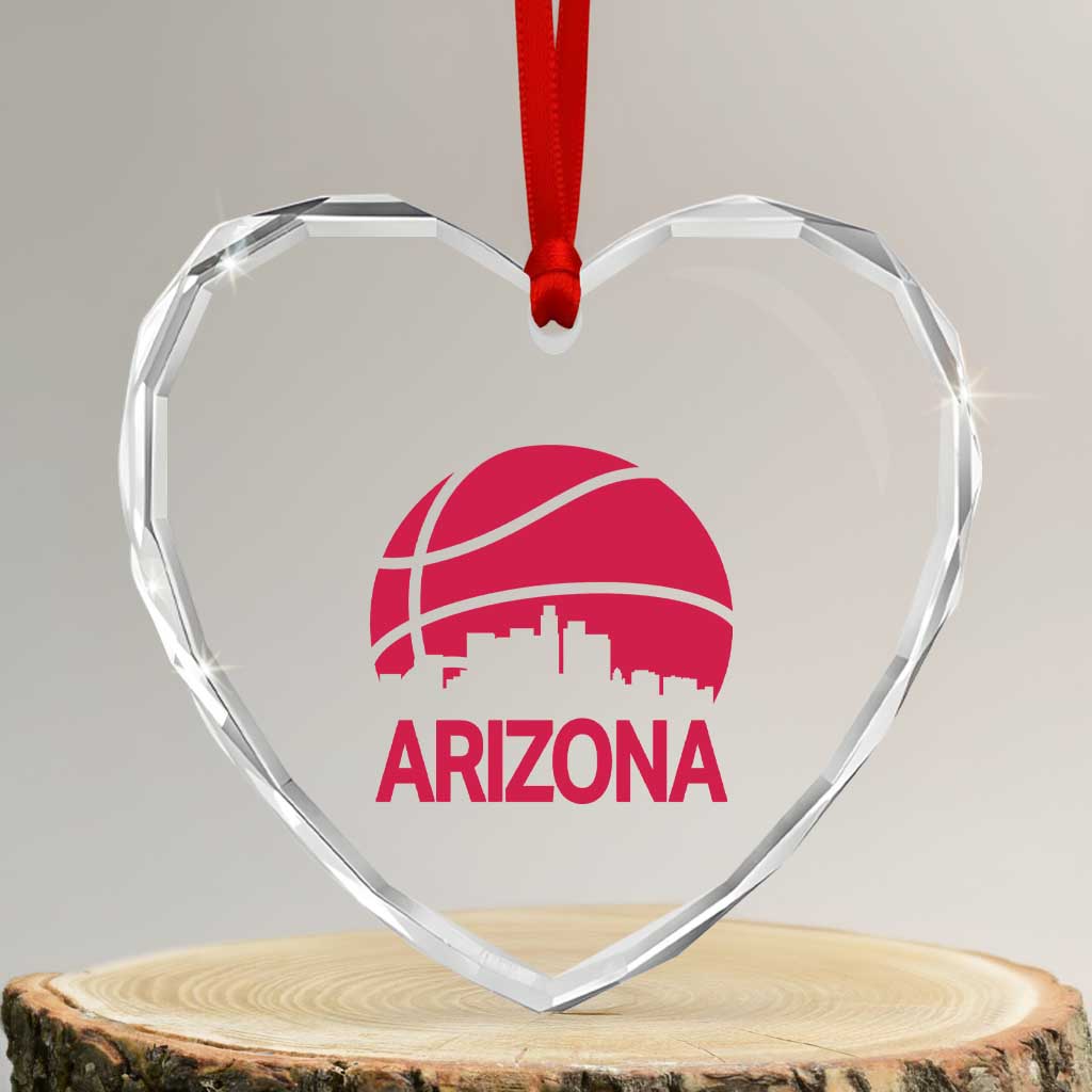 Arizona Skyline State Pride Heart Crystal Glass Ornament Modern Urban Hoops Basketball TS12 Transparent Glass 3'' Heart Print Your Wear