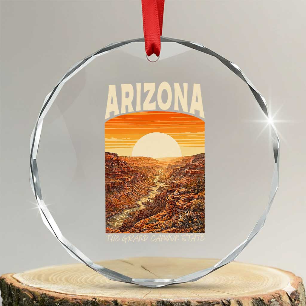 Arizona Souvenir Grand Canyon State Crystal Glass Ornament Saguaro Cactus Road Trip TS12 Transparent Glass 3'' Circle Print Your Wear