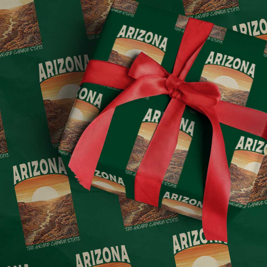 Arizona Souvenir Grand Canyon State Wrapping Paper Roll Saguaro Cactus Road Trip TS12 Green Print Your Wear