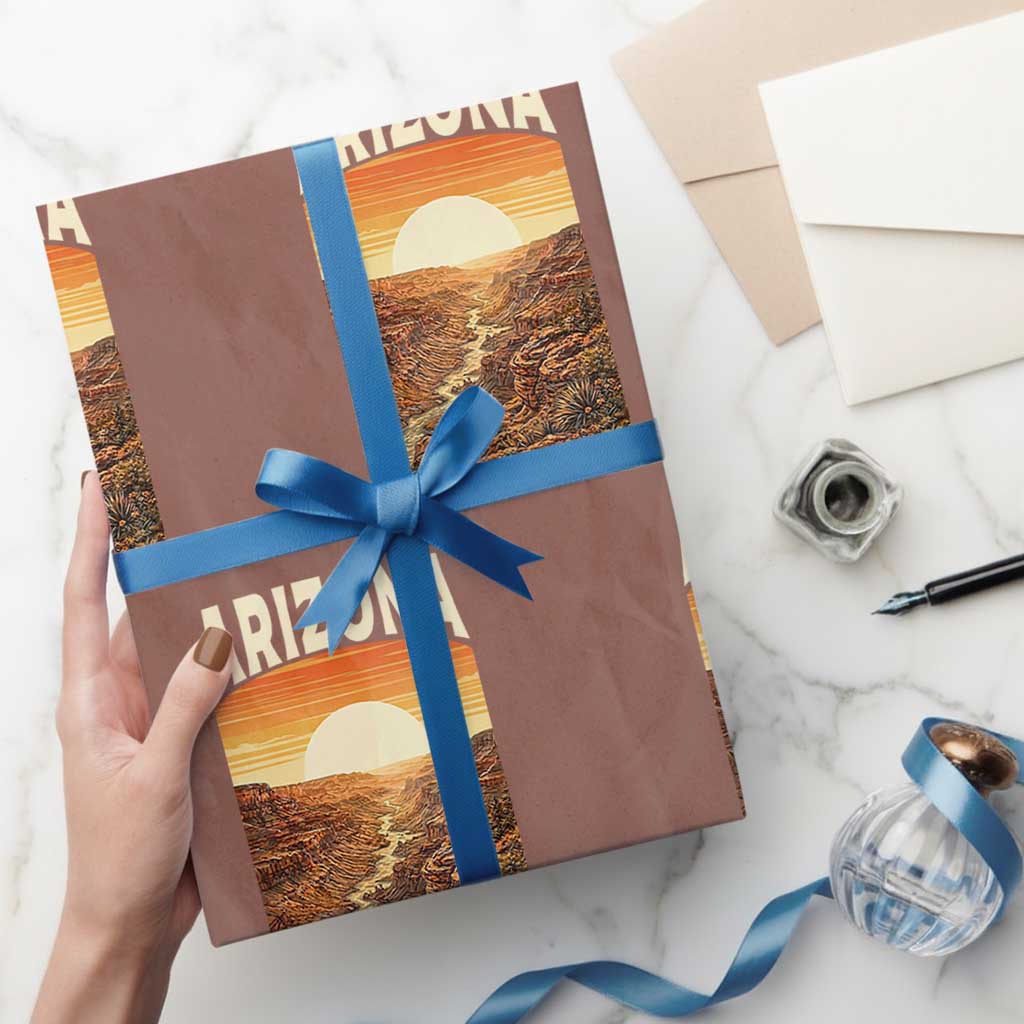 Arizona Souvenir Grand Canyon State Wrapping Paper Roll Saguaro Cactus Road Trip TS12 Mocha Print Your Wear