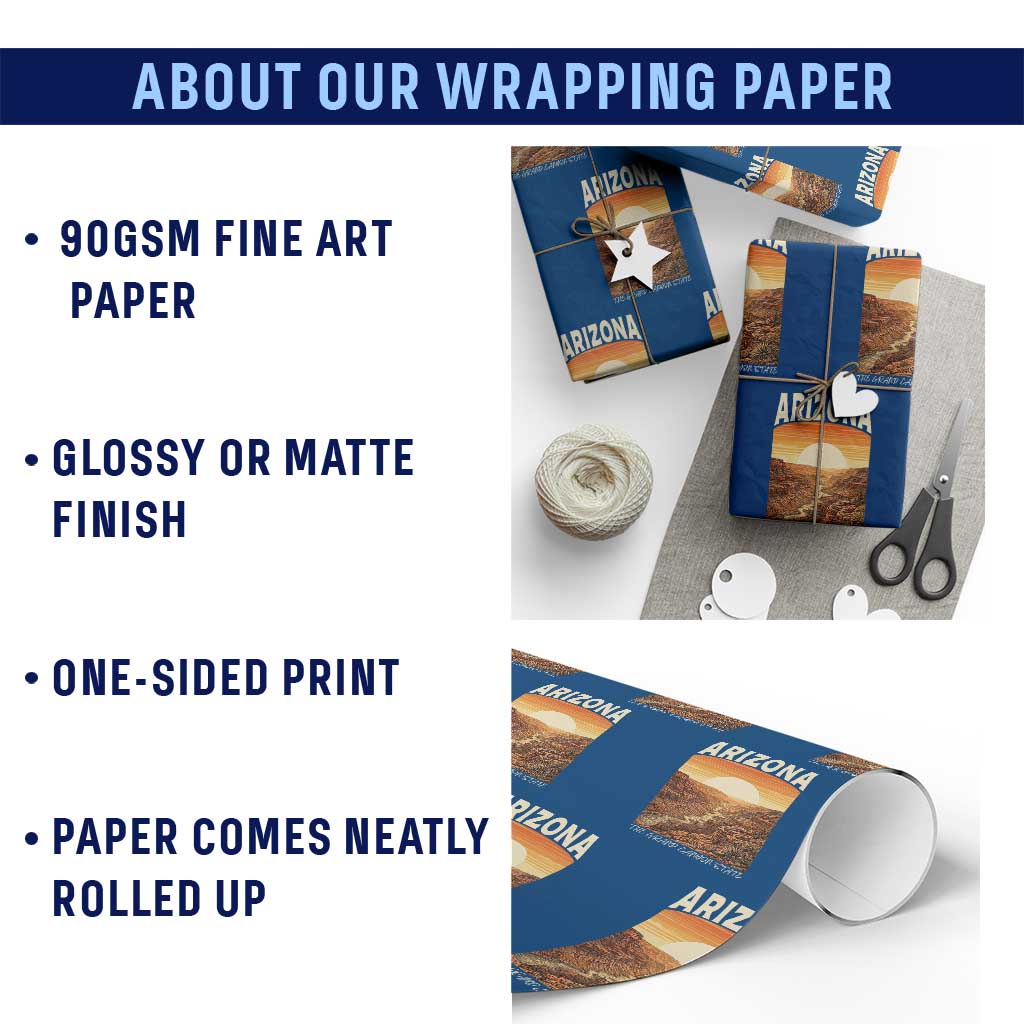 Arizona Souvenir Grand Canyon State Wrapping Paper Roll Saguaro Cactus Road Trip TS12 Print Your Wear