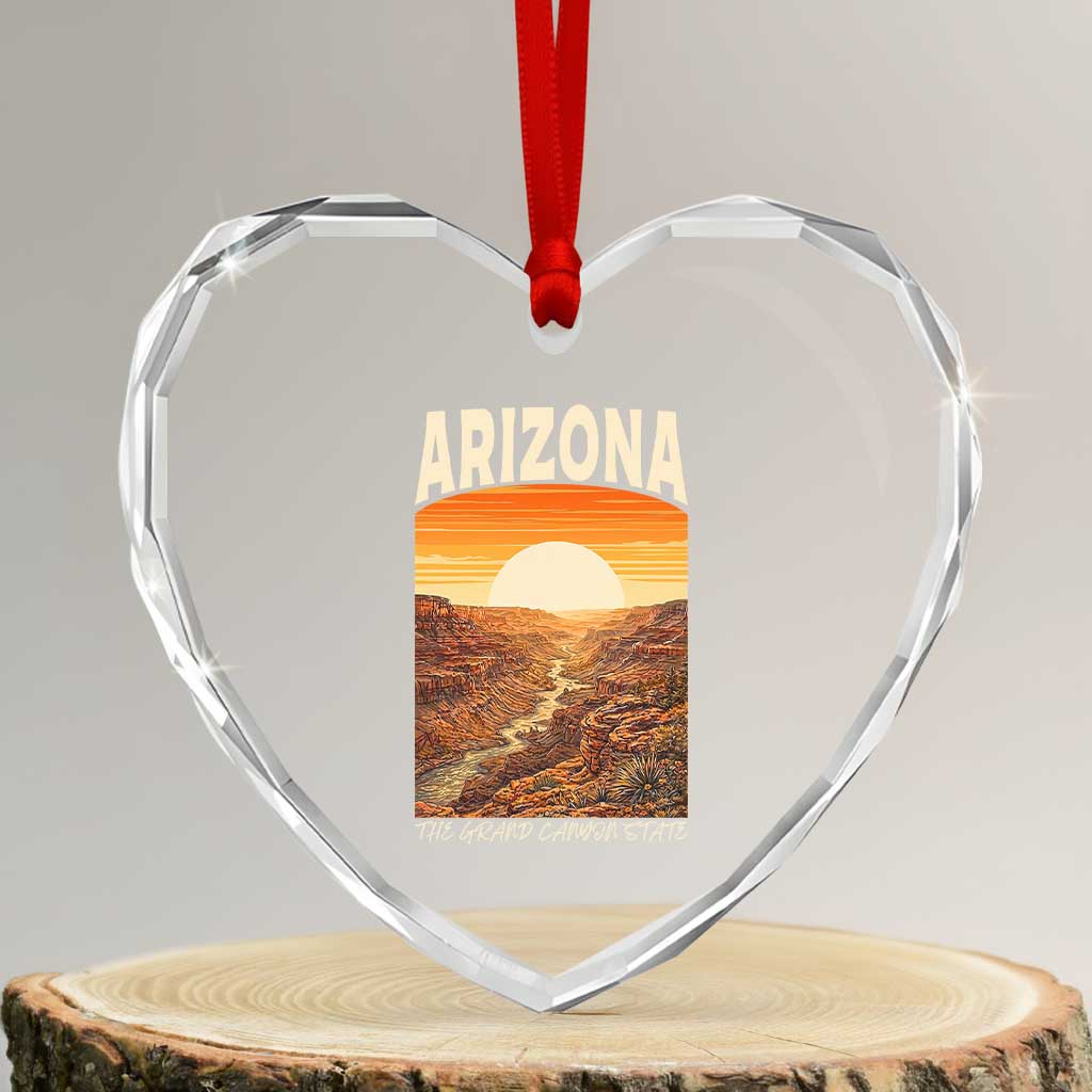 Arizona Souvenir Grand Canyon State Heart Crystal Glass Ornament Saguaro Cactus Road Trip TS12 Transparent Glass 3'' Heart Print Your Wear
