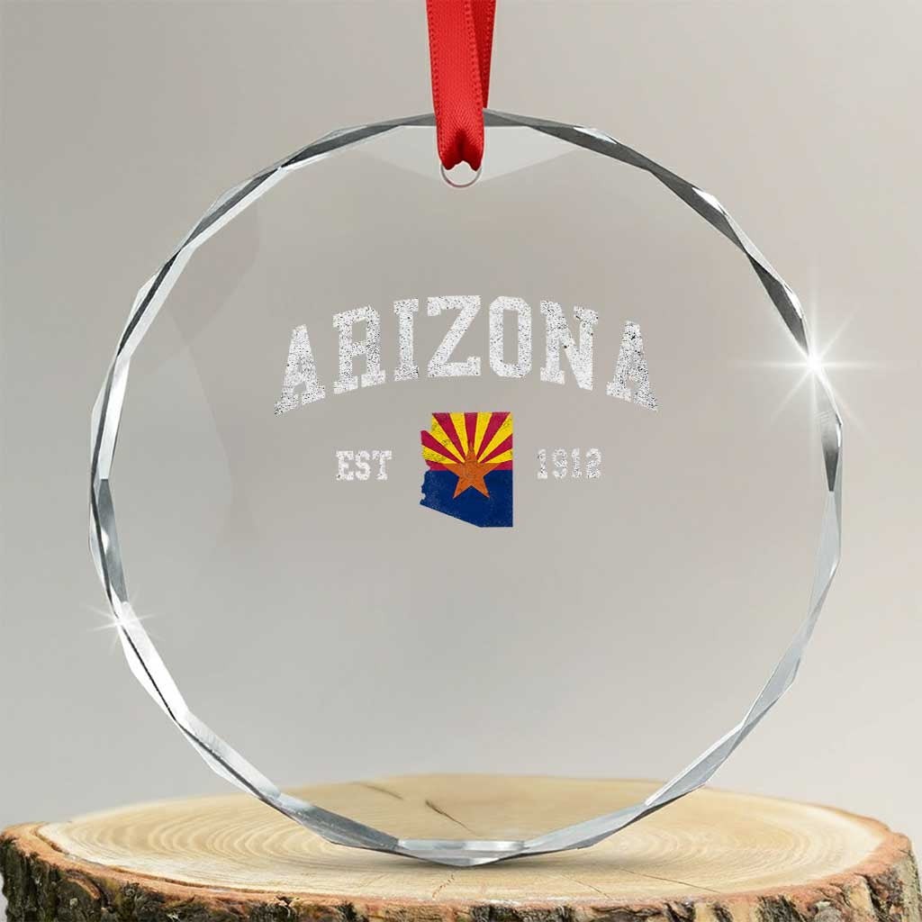 Arizona State Flag Grand Canyon State Established 1912 Crystal Glass Ornament TS14 Transparent Glass 3'' Circle Print Your Wear