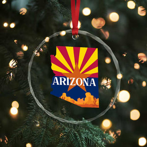 Arizona State Flag Map Graphic Crystal Glass Ornament Southwest Sunburst Cactus State Pride Souvenir