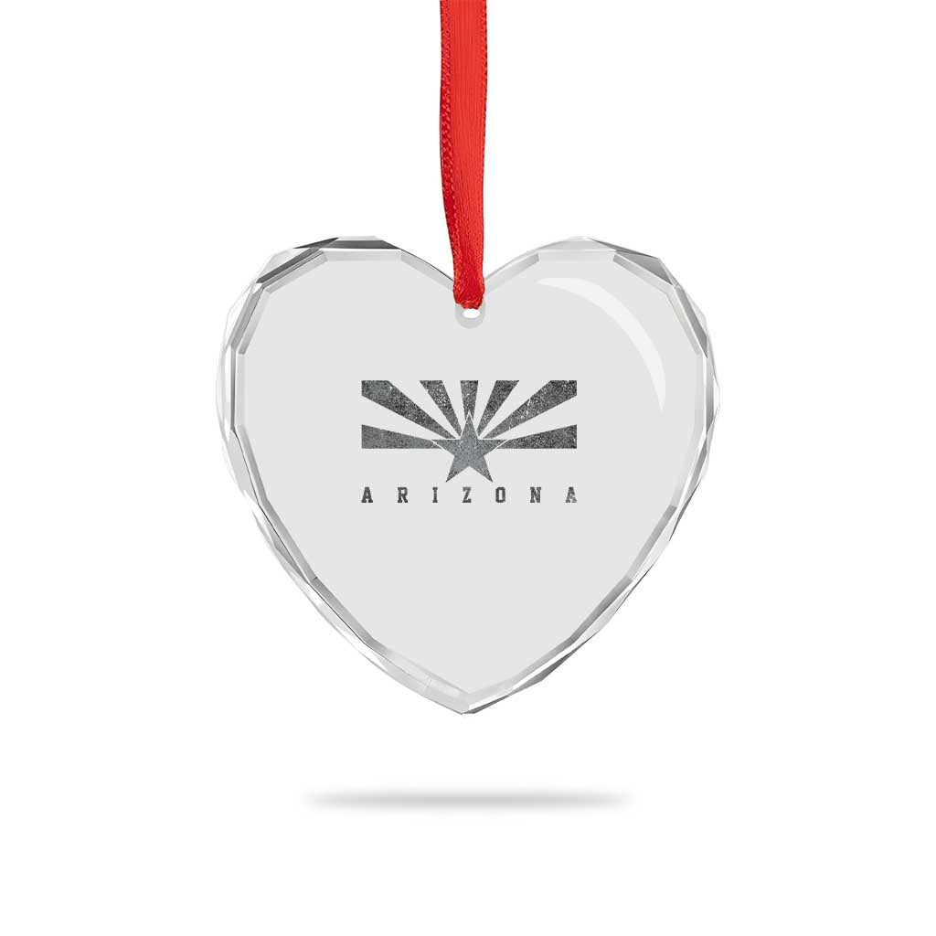 Arizona State Flag Pride Southwest Heritage Americana Heart Crystal Glass Ornament