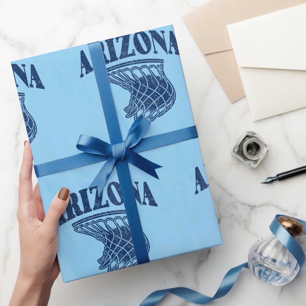 Arizona State Hoops Fan Gift Wrapping Paper Roll Basketball Lover TS12 Light Blue Print Your Wear