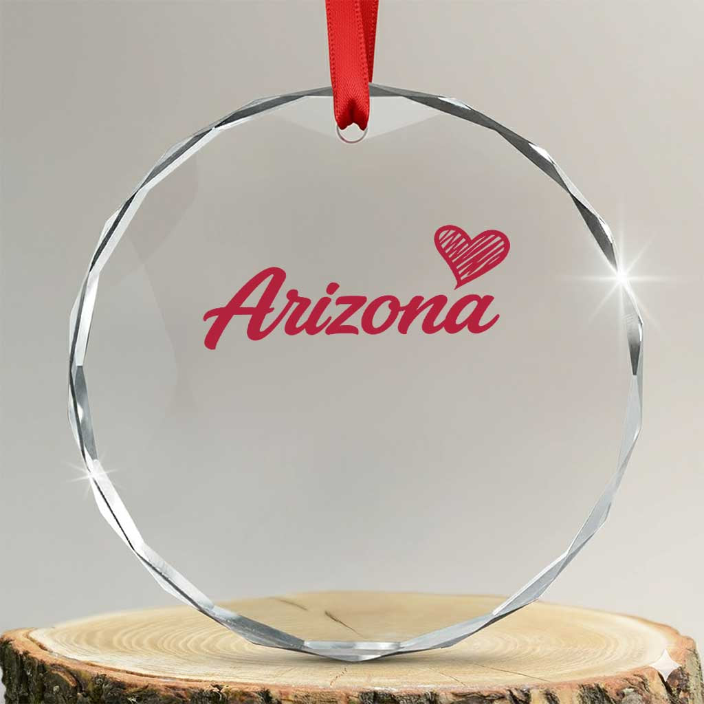 Arizona State Pride Crystal Glass Ornament Clean Word Art Minimalist Graphic TS12 Transparent Glass 3'' Circle Print Your Wear