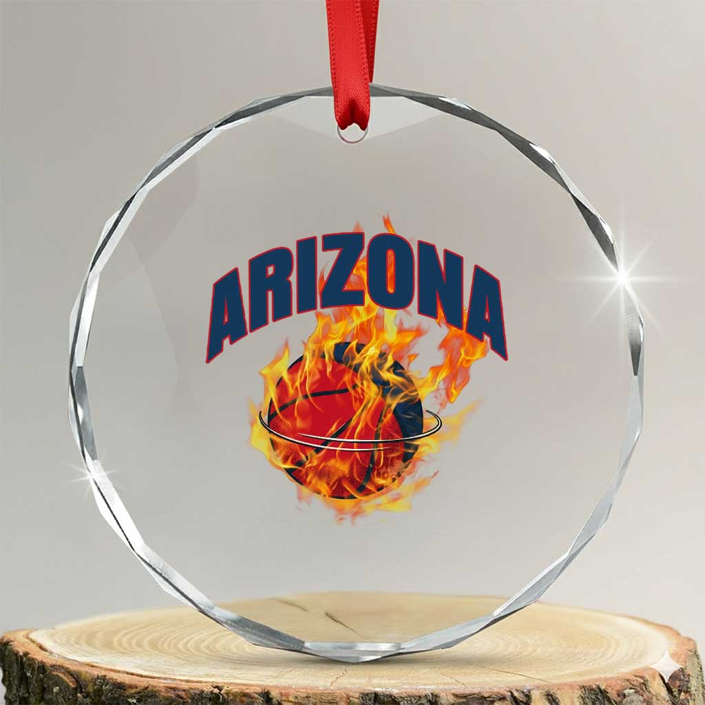 Arizona State Pride Crystal Glass Ornament Flaming Basketball Coach Gift TS12 Transparent Glass 3'' Circle Print Your Wear