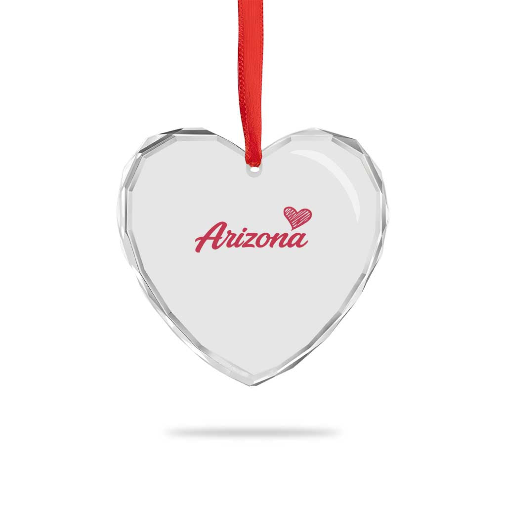 Arizona State Pride Heart Crystal Glass Ornament Clean Word Art Minimalist Graphic TS12 Print Your Wear