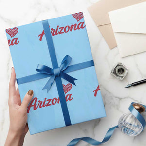 Arizona State Pride Wrapping Paper Roll Clean Word Art Minimalist Graphic TS12 Light Blue Print Your Wear