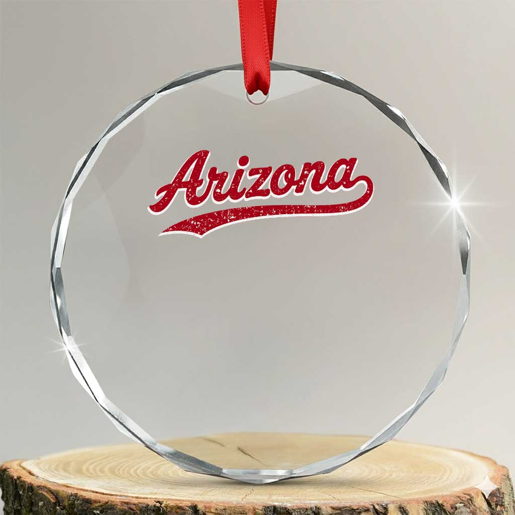 Arizona Varsity Script Classic Sports Jersey Style Crystal Glass Ornament TS11 Transparent Glass 3'' Circle Print Your Wear