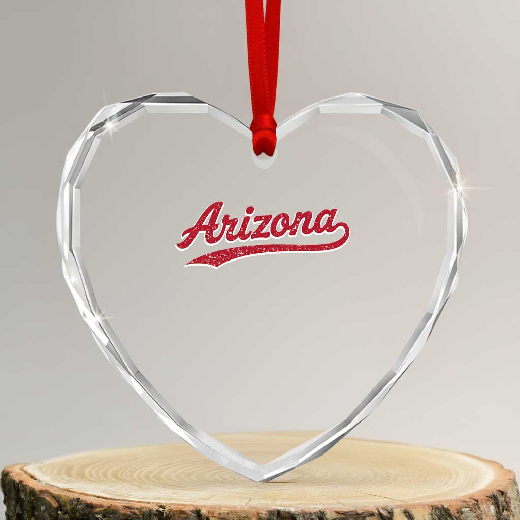 Arizona Varsity Script Classic Sports Jersey Style Heart Crystal Glass Ornament TS11 Transparent Glass 3'' Heart Print Your Wear