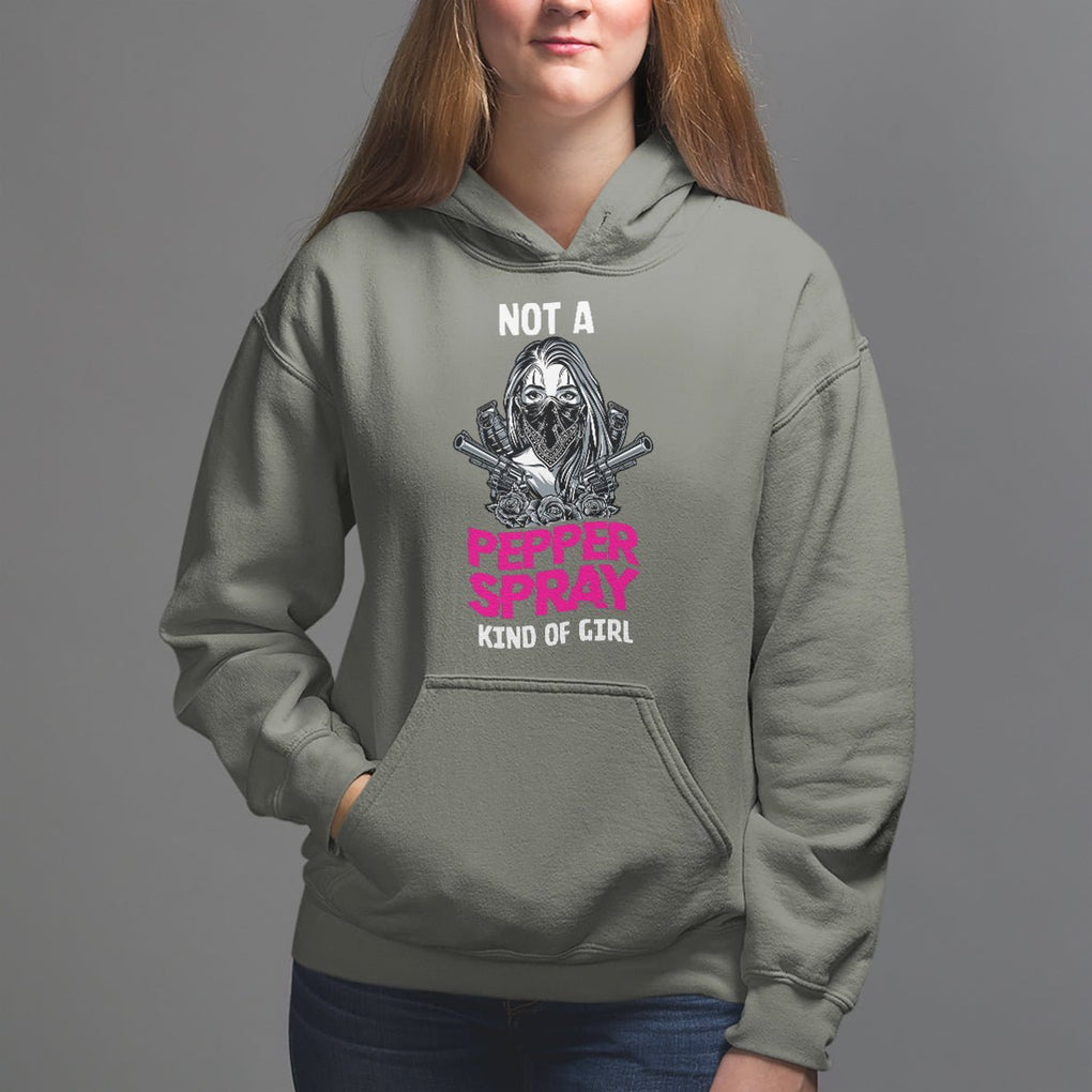 Armed Girl Hoodie Not A Pepper Spray Kind Of Girl American Flag Combat Boots TS02 Military Green Printyourwear