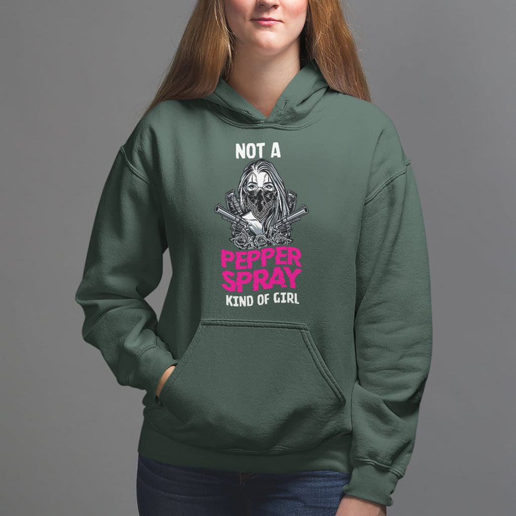 Armed Girl Hoodie Not A Pepper Spray Kind Of Girl American Flag Combat Boots TS02 Dark Forest Green Printyourwear