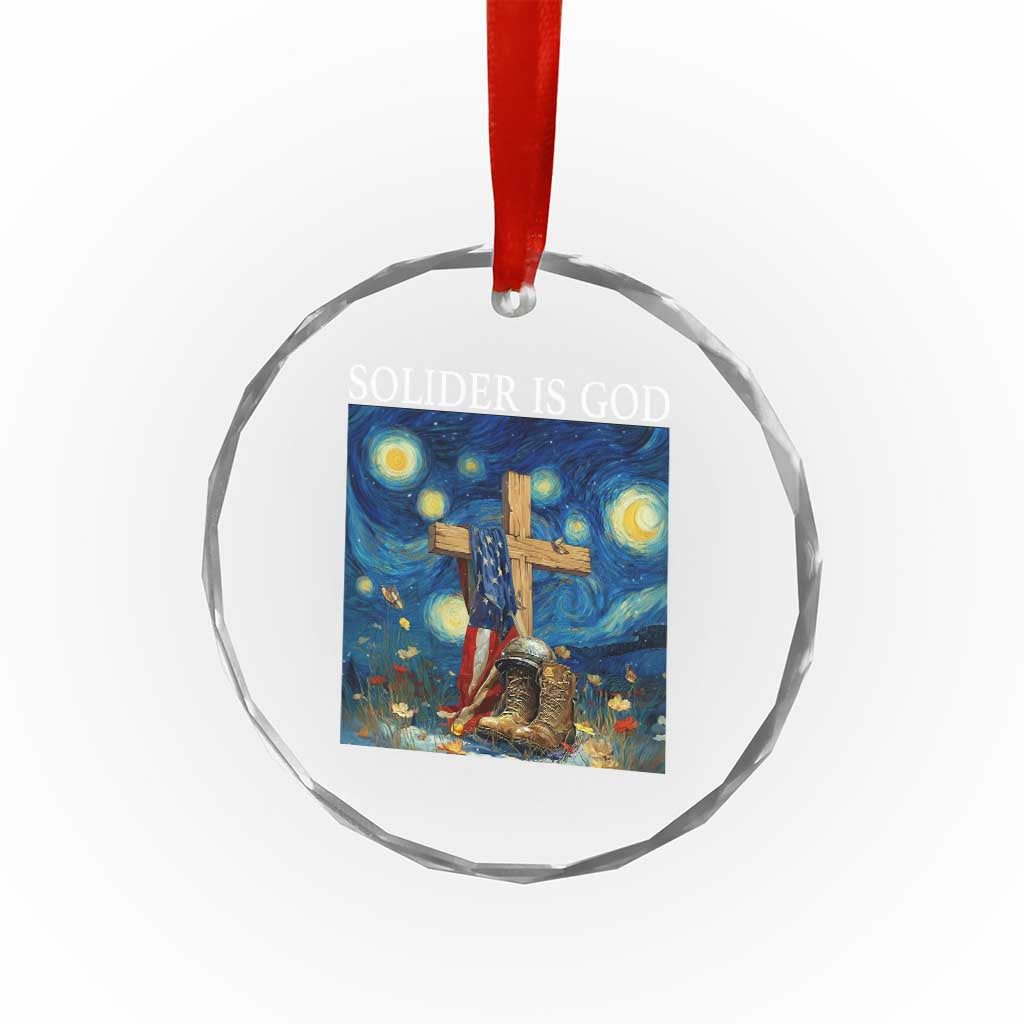 Army Christian Crystal Glass Ornament Soldier Cross Starry Night Faith Patriotic Jesus TS14 Print Your Wear