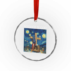Army Christian Crystal Glass Ornament Soldier Cross Starry Night Faith Patriotic Jesus TS14 Print Your Wear