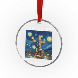 Army Christian Crystal Glass Ornament Soldier Cross Starry Night Faith Patriotic Jesus TS14 Print Your Wear