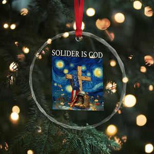 Army Christian Crystal Glass Ornament Soldier Cross Starry Night Faith Patriotic Jesus TS14 Print Your Wear